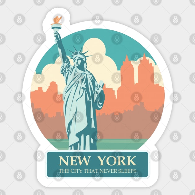 New York: The City that Never Sleeps Sticker by TooplesArt